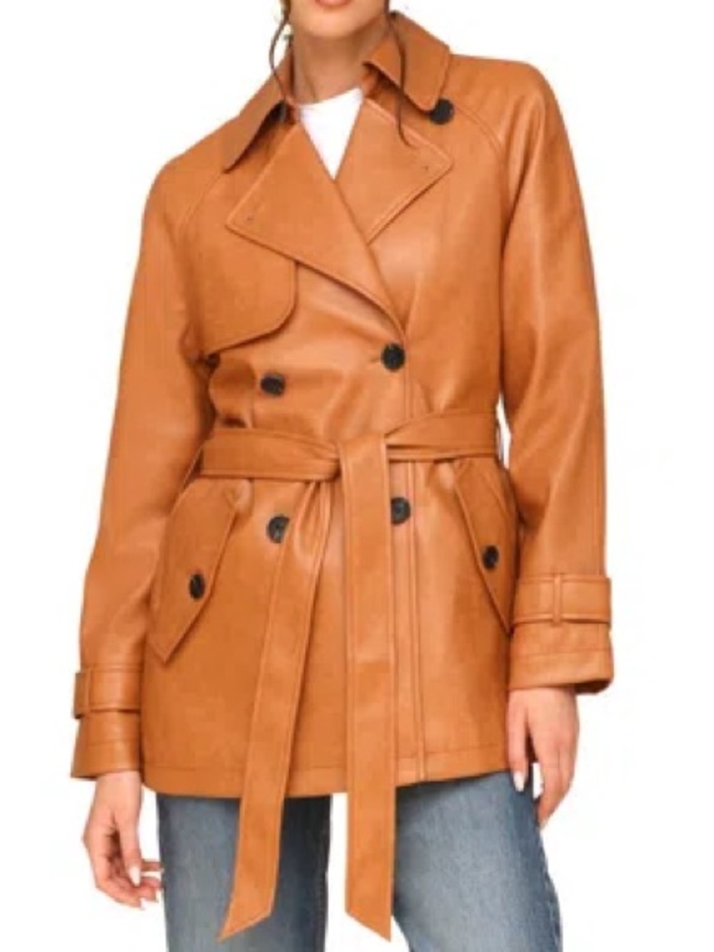 Anthropologie Avec Les Filles Faux Leather Trench Coat sz S
